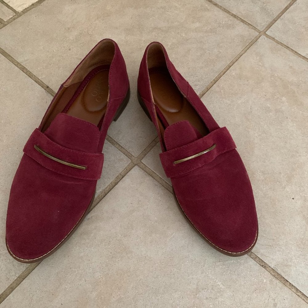 Franco Sarto suede leather burgundy red loafers 9M